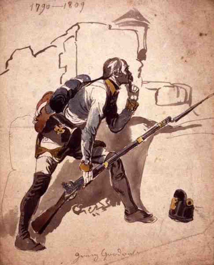 Detail of A Private Infantry of the Line, 1790-1809 by Johan Baptiste Heinefetter