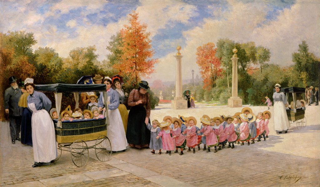 Detail of Promenade des Enfants by Timoleon Marie Lobrichon