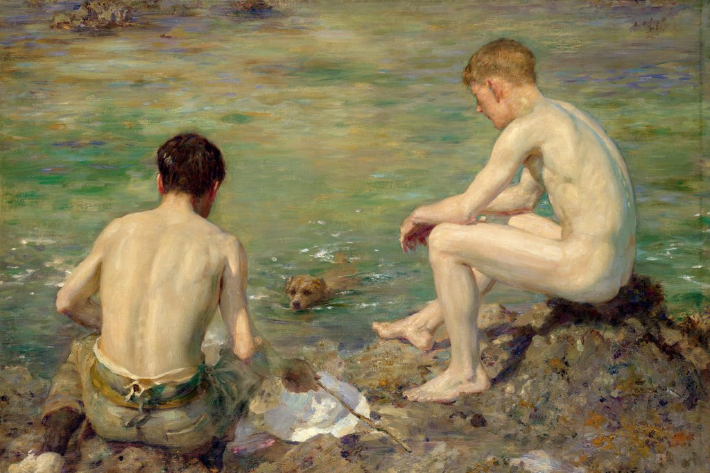 Detail of Three Companions by Henry Scott Tuke