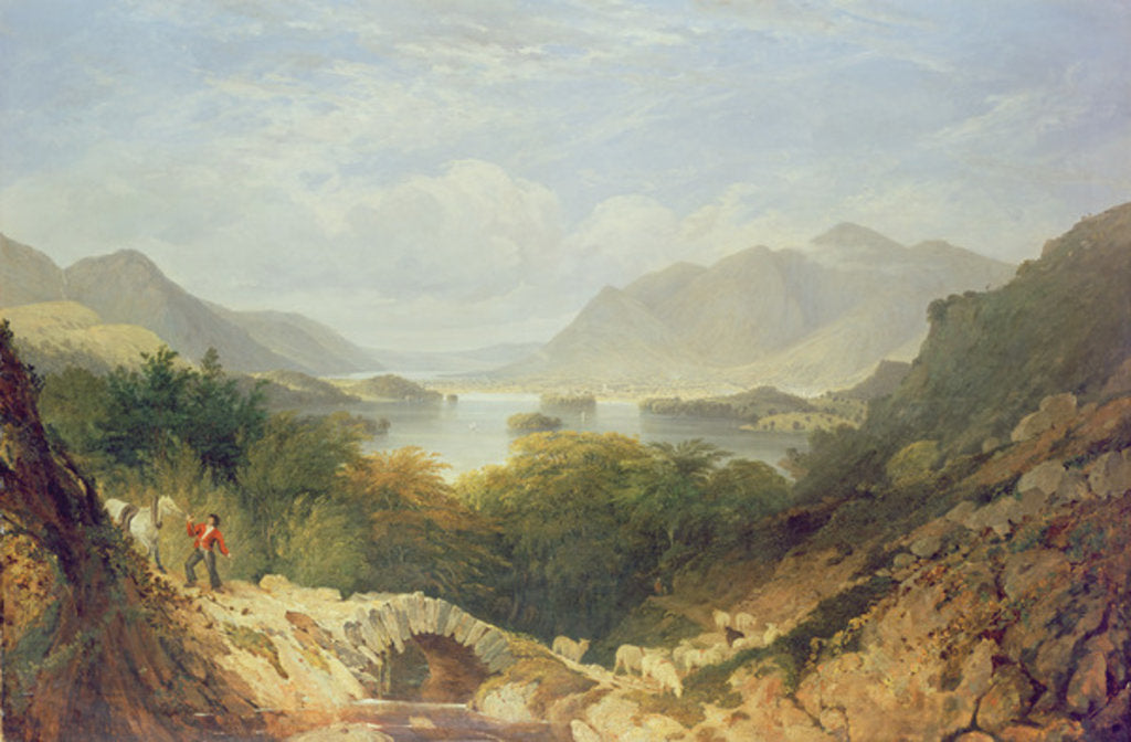 Detail of Derwent Water with Ashness Bridge by William Linton