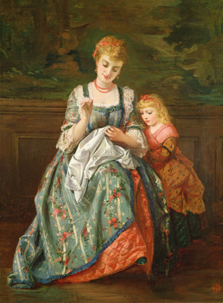 Detail of The Sewing Lesson by Edward Charles Barnes