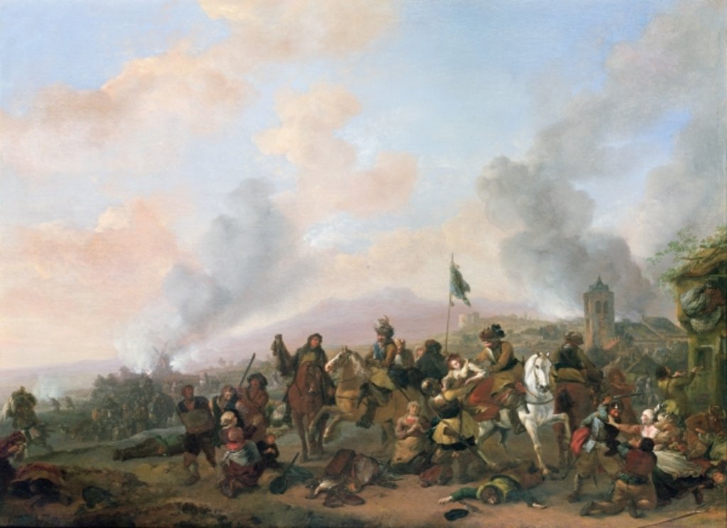 Detail of The Sacking of a Village by Philips Wouwermans or Wouwerman