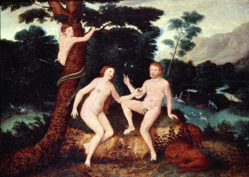 Detail of Adam and Eve in the Garden of Eden by Lucas The Elder Cranach