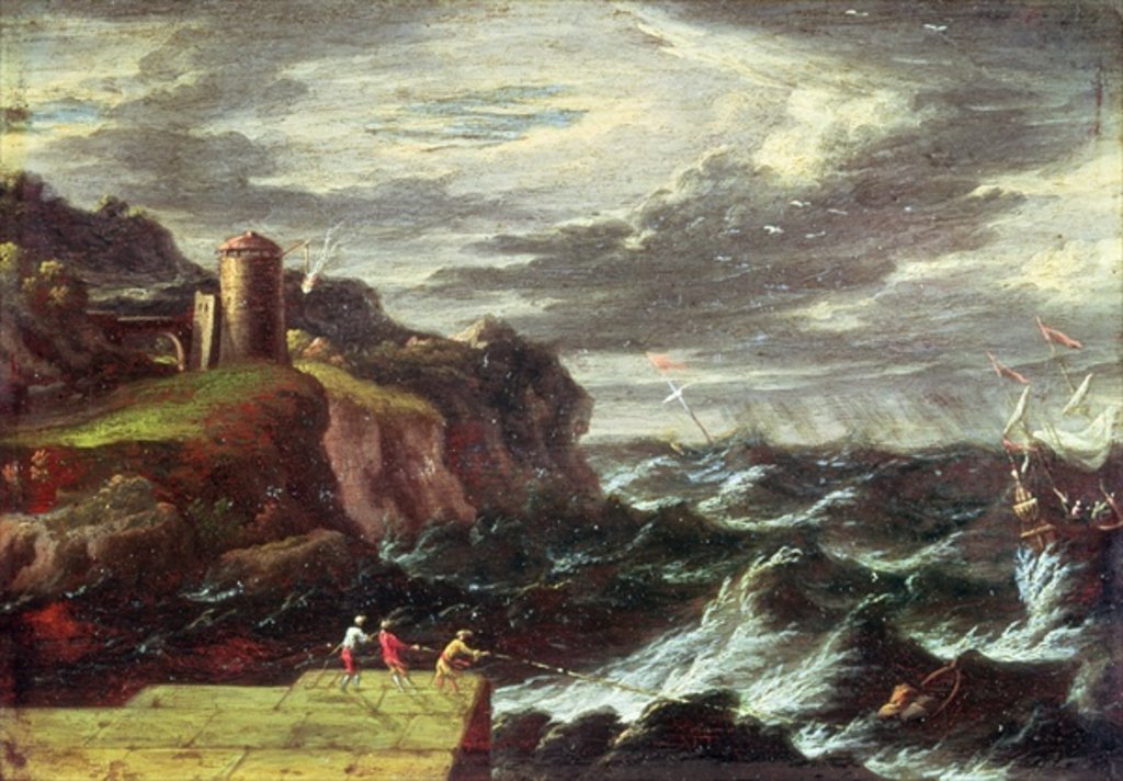 Detail of St. Paul arriving at Malta by Pieter the Younger Mulier