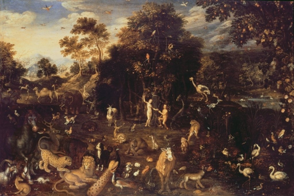 Detail of The Garden of Eden with Adam and Eve by Isaak van Oosten