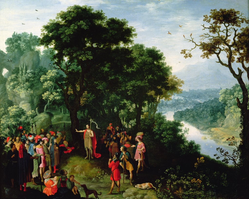 Detail of St. John the Baptist preaching in the Wilderness by Pieter Schoubroeck
