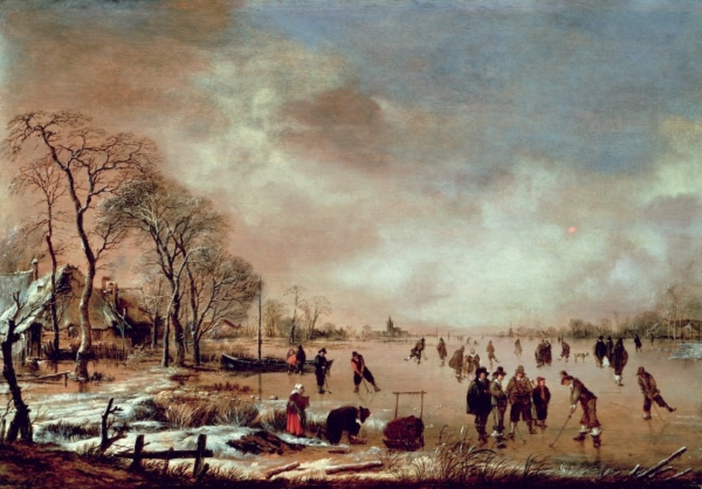 Detail of Frozen Canal Scene by Aert van der Neer
