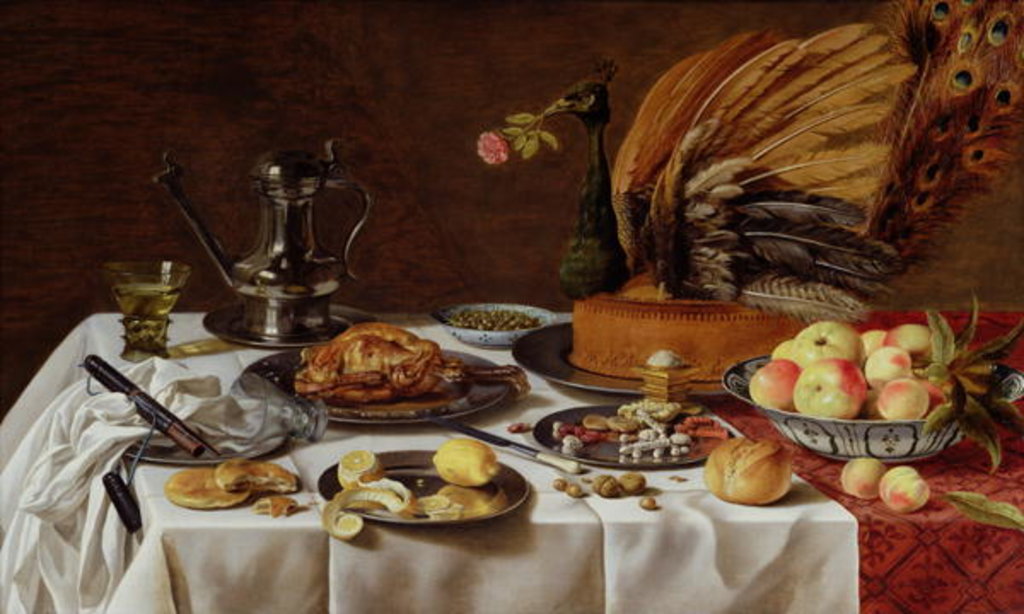 Detail of Still Life with a Peacock Pie, 1627 by Pieter Claesz