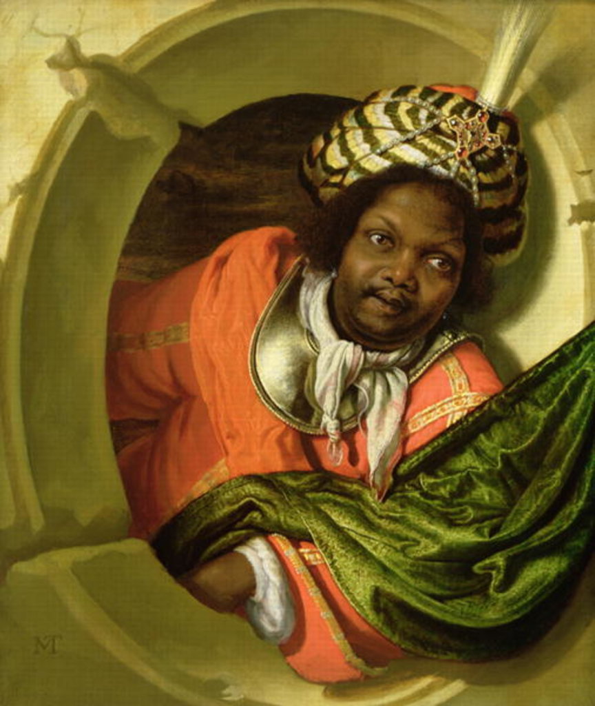 Detail of Portrait of a Moor holding a flag at a window by Bartholomaus Maton