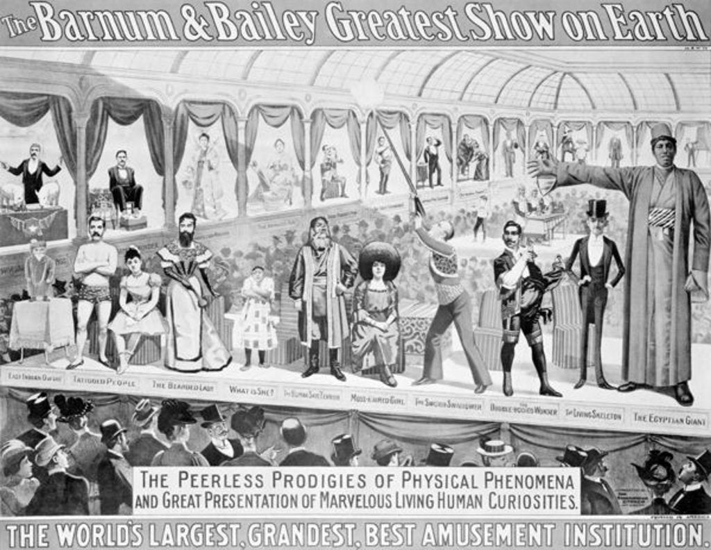 Detail of Poster advertising, 'The Barnum and Bailey Greatest Show on Earth, the World's Grandest, Largest, Best Amusement Institution', c.1895 by American School