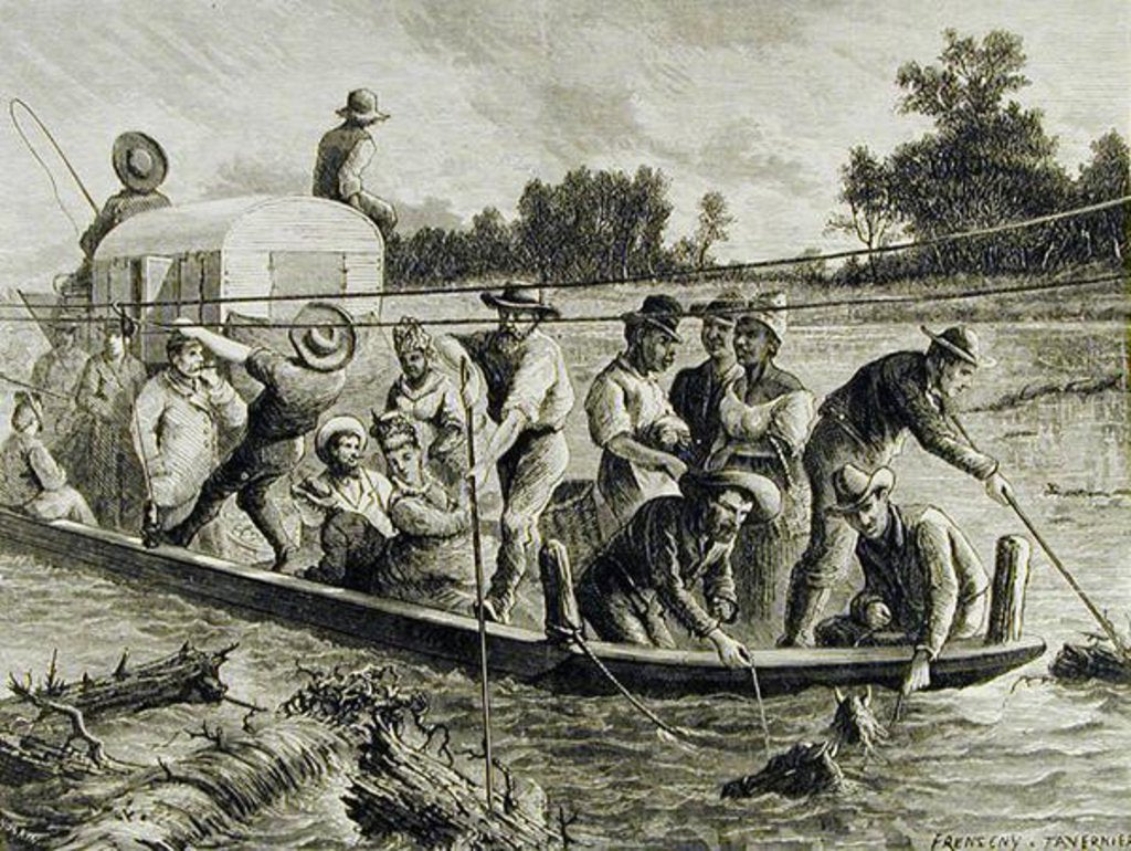 Detail of Western Sketches, a Freshet in the Red River, Texas by Paul and Tavernier Jules Frenzeny