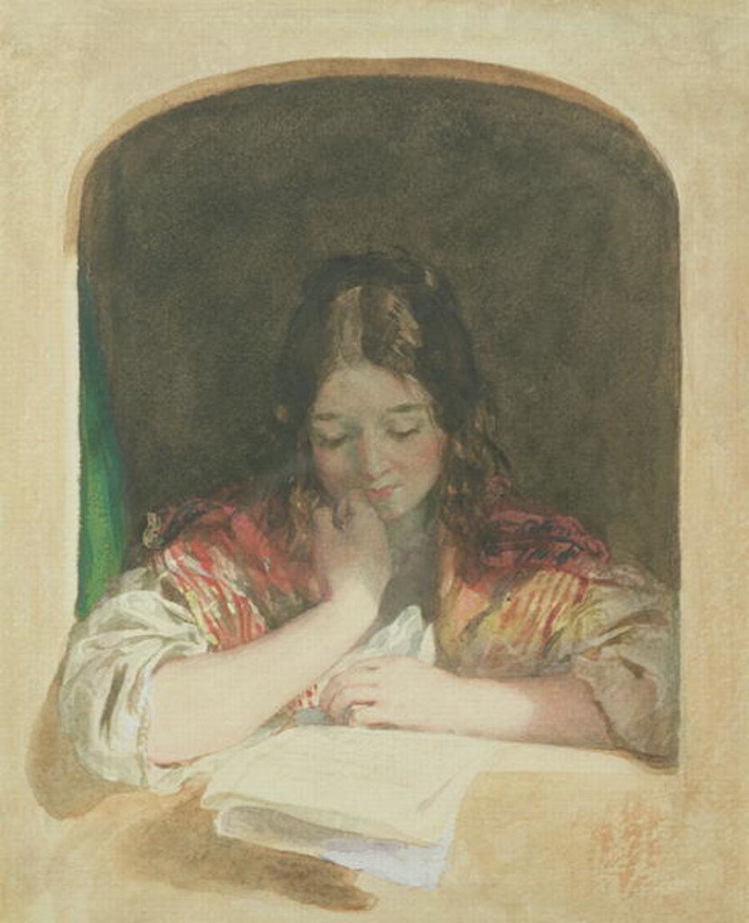 Detail of Girl Reading at a Window, 19th century by Karoly or Charles Brocky
