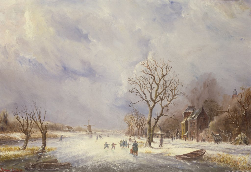 Detail of Winter Canal Scene, 19th century by Jan Lynn