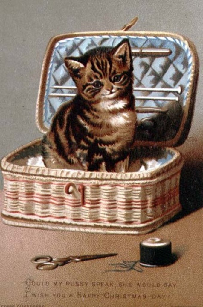 Detail of Pussy in the Workbasket by English School
