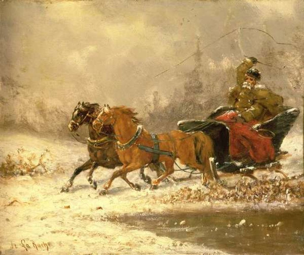 Detail of Returning Home in Winter by Charles Ferdinand De La Roche