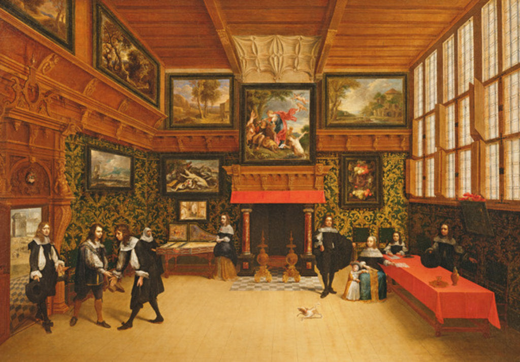 Detail of A Gentleman Receiving a Visitor, 1650 by Pieter and Coques Gonzales (1614-84) Neefs II