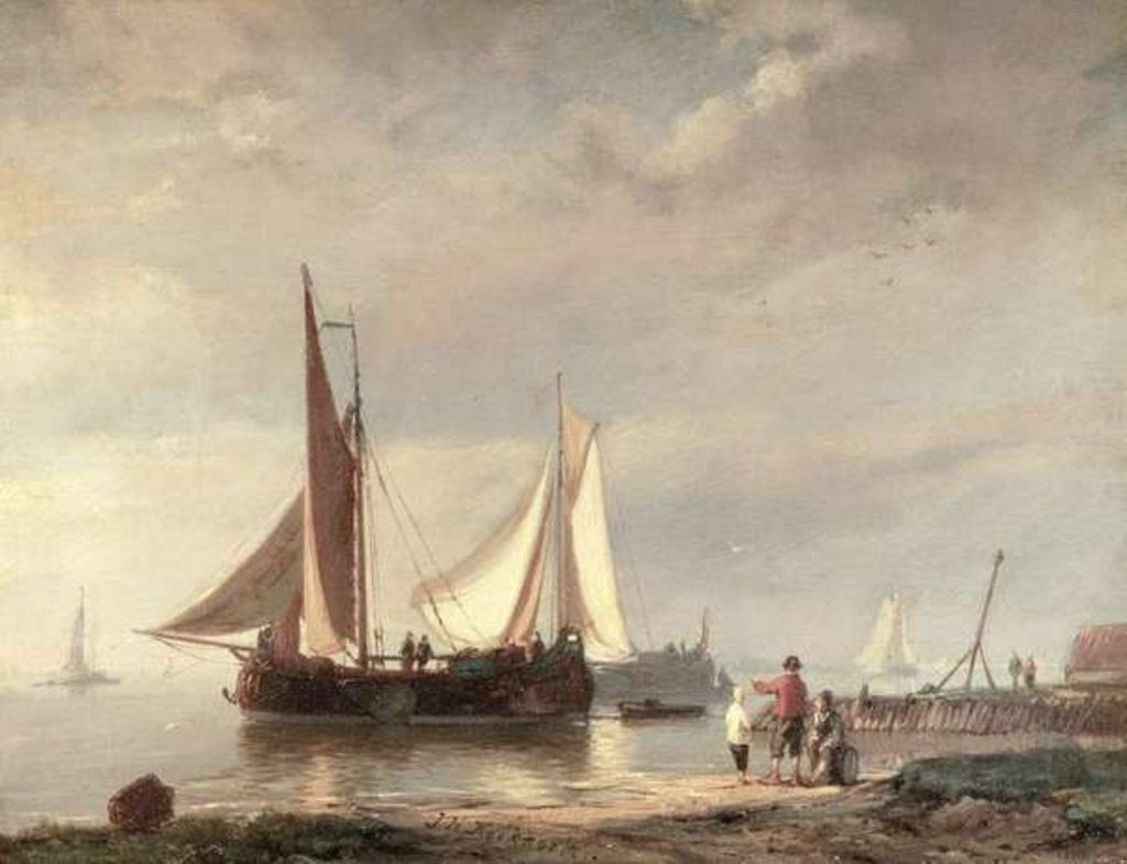 Detail of Harbour Scene by Johannes Hermann Barend Koekkoek