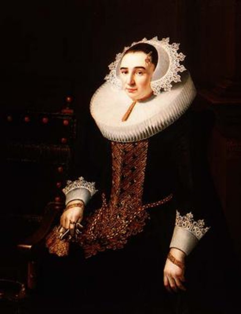 Detail of Portrait of a Lady, said to be Princess Sohns by Adriaen Hanneman