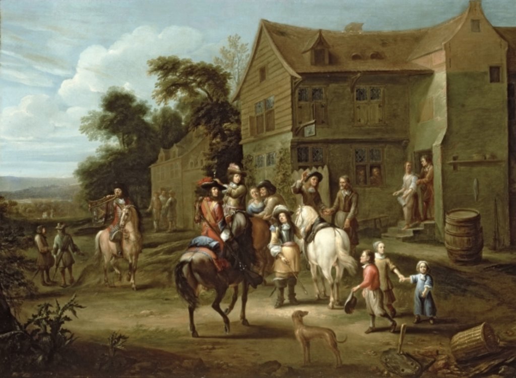 Detail of Prince William of Orange with Huntsmen by Gillis van Tilborgh