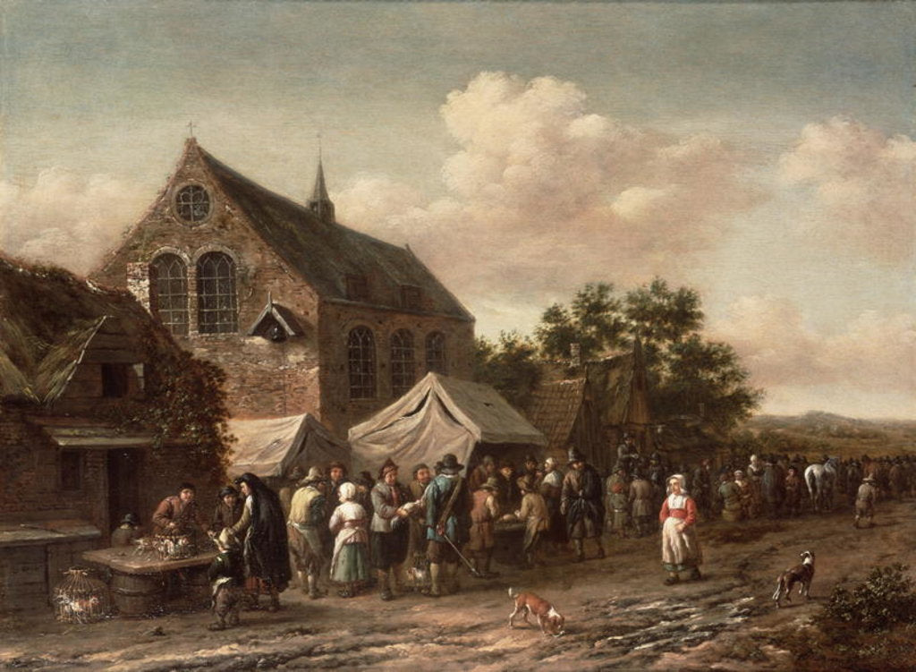 Detail of Poultry Market by a Church by Barend Gael or Gaal