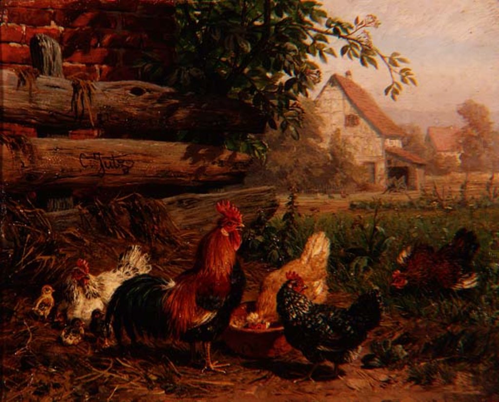 Detail of Farmyard Chickens by Carl Jutz