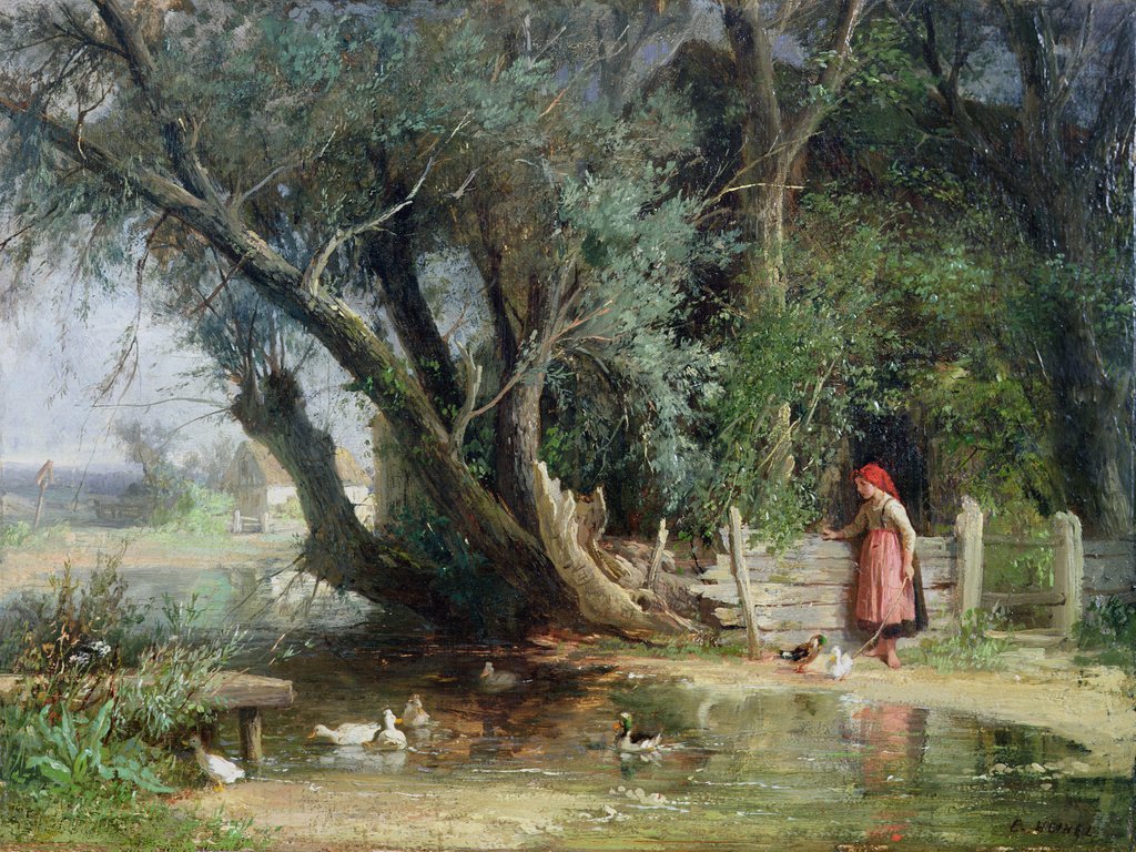 Detail of The Duck Pond by Eduard Heinel