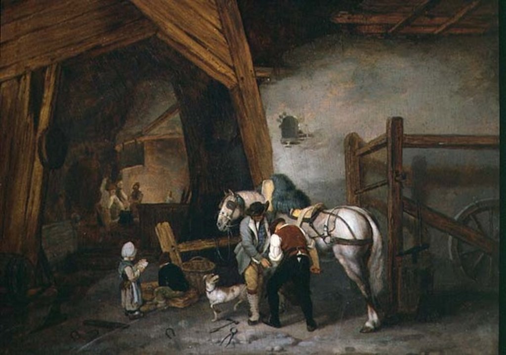Detail of At the Blacksmith's by Jacques Albert Senave