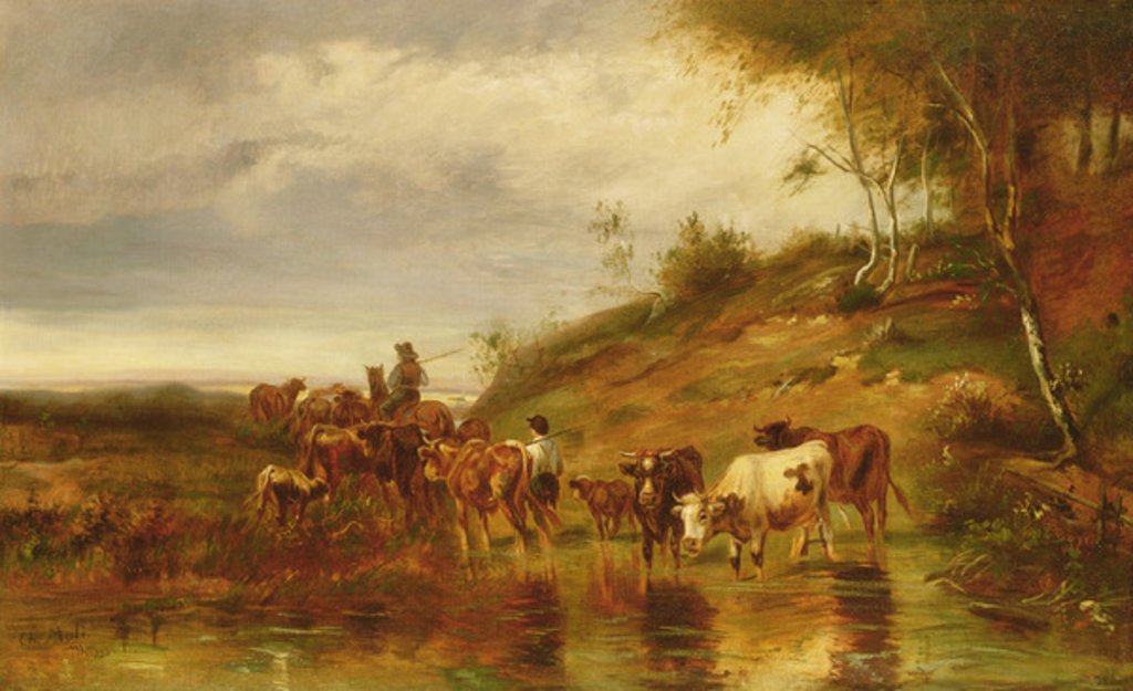 Detail of The Watering Place by Christian Mali