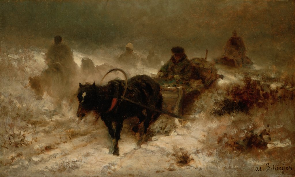 Detail of Returning Home, 19th century by Adolf Schreyer