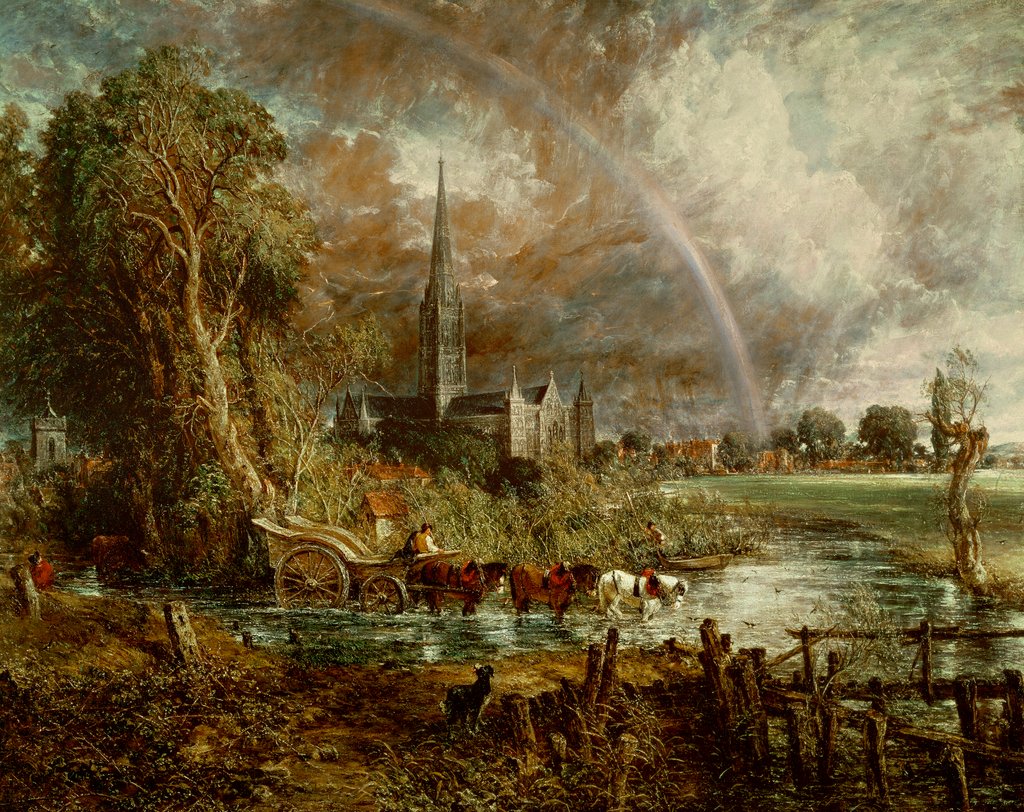 Detail of Salisbury Cathedral From the Meadows, 1831 by Anonymous