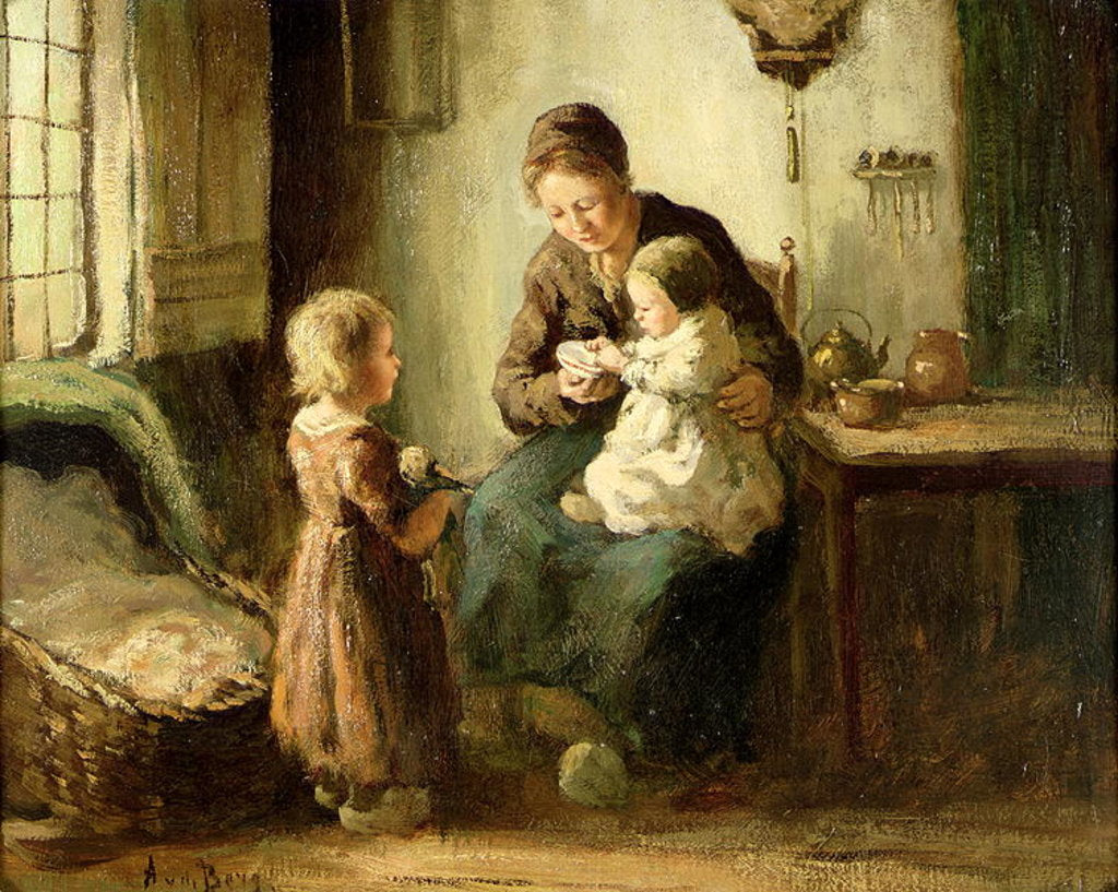 Detail of Playing with baby, 19th century by Adolf-Julius Berg