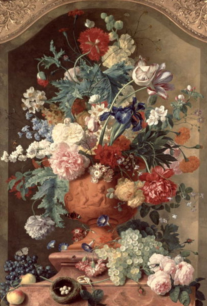 Detail of Flowers in a Terracotta Vase, 1736 by Jan van Huysum