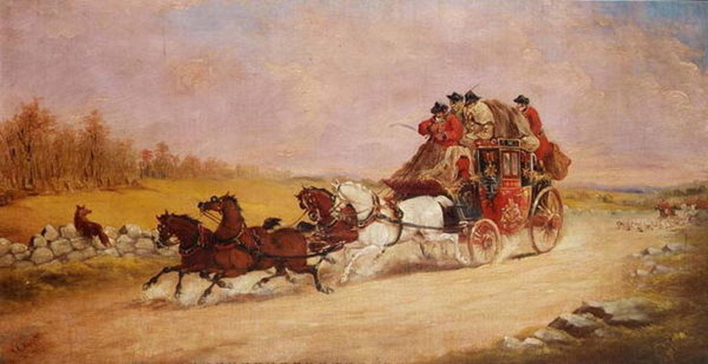Detail of The Royal Mail Coach between the Fox and the Hunt, 1881 by J.C. Maggs