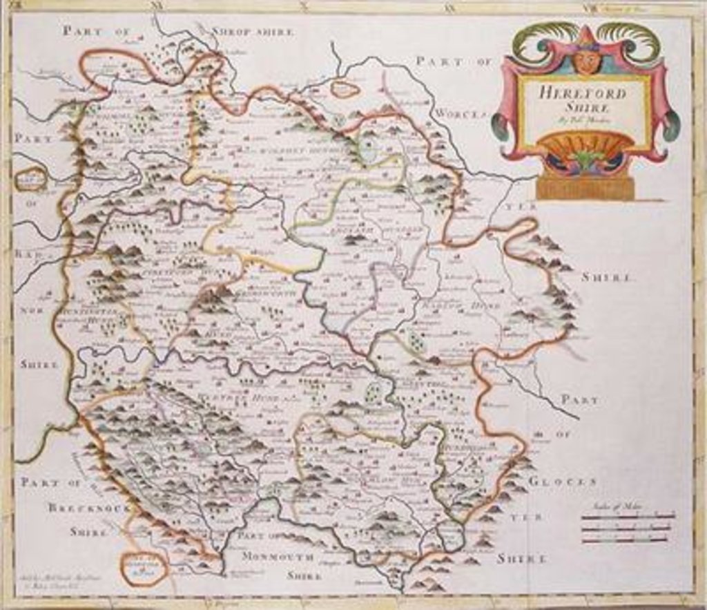 Detail of Map of Herefordshire, 1695 by Robert Morden