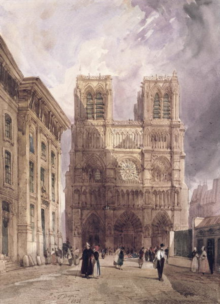 Detail of The Cathedral of Notre Dame, Paris, 1836 by Thomas Shotter Boys