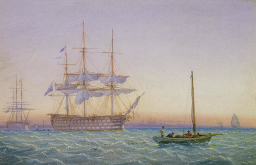 Detail of H.M. Frigates at Anchor by John and William Joy