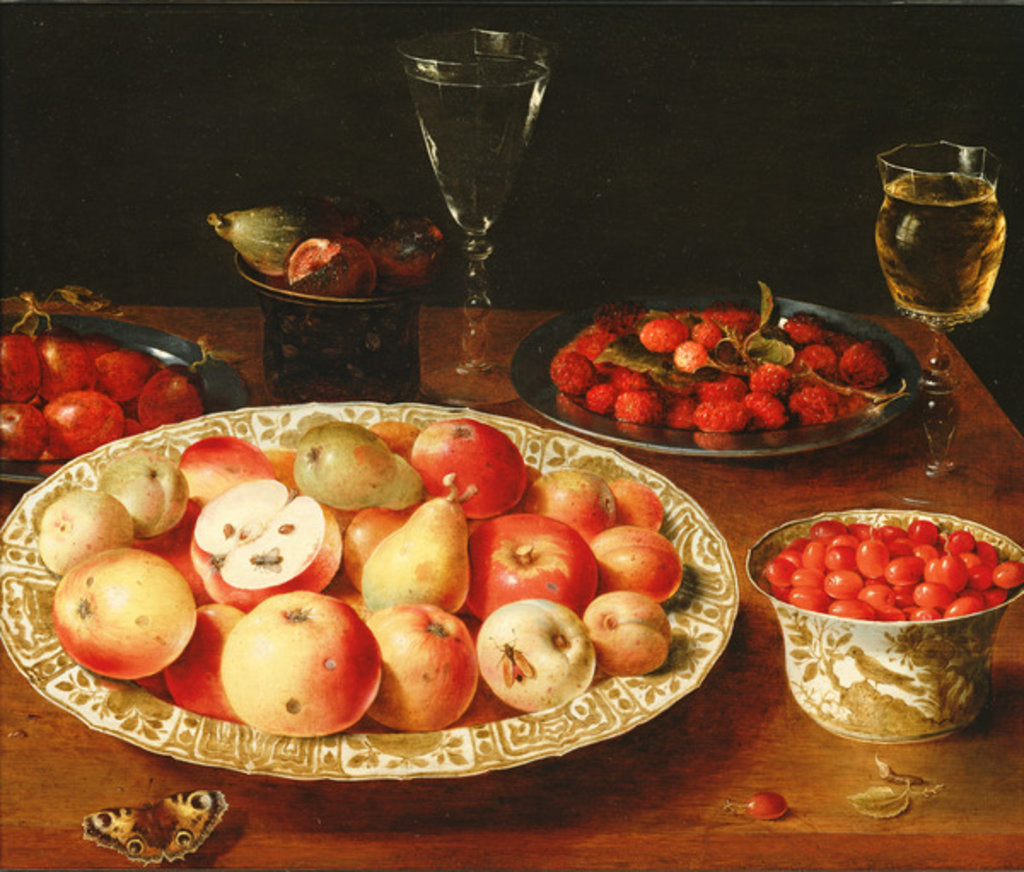 Detail of Still Life with Fruit in Wan-Li Porcelain Bowls by Osias the Elder Beert