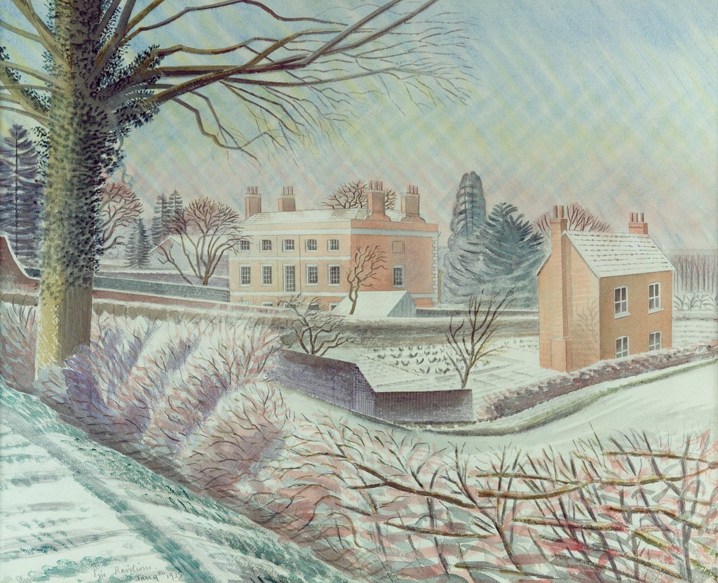 Detail of Vicarage in the snow, 1935 by Eric Ravilious