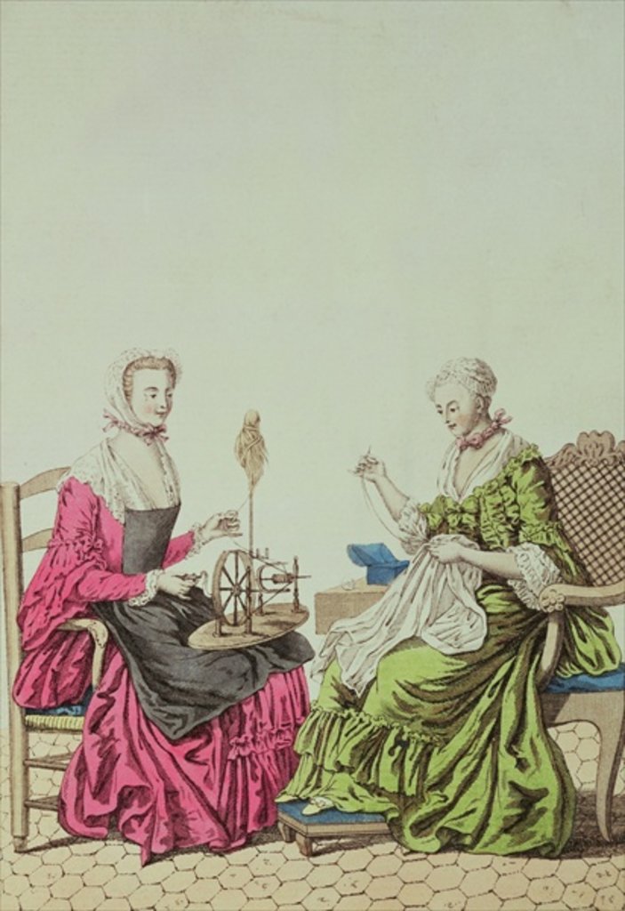 Detail of Ladies spinning and sewing, c.1765 by Anonymous