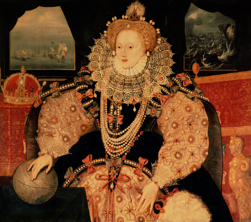Detail of The Armada portrait of Queen Elizabeth I, c.1590 by English School