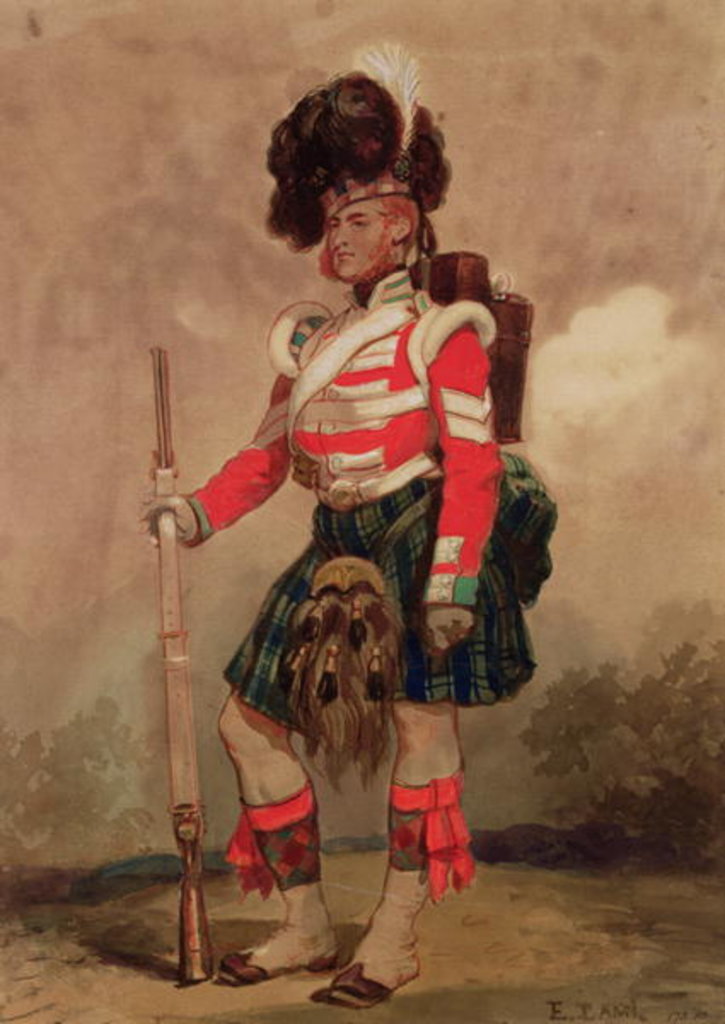 Detail of A Soldier of the 79th Highlanders at Chobham Camp in 1853 by Eugene-Louis Lami