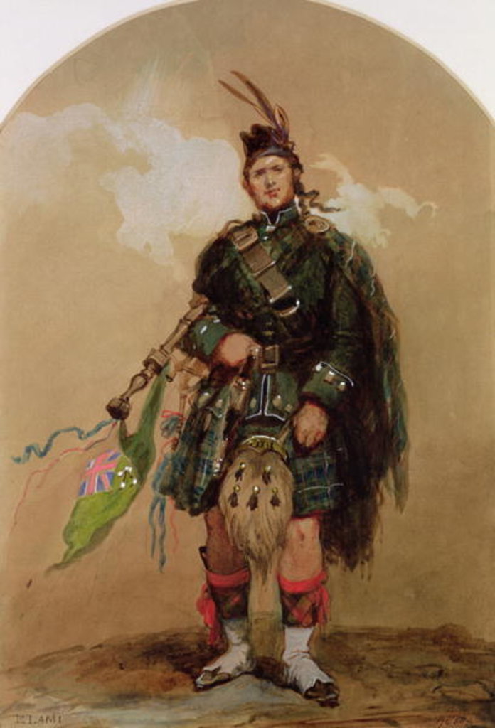 Detail of A Piper of the 79th Highlanders at Chobham Camp in 1853 by Eugene-Louis Lami