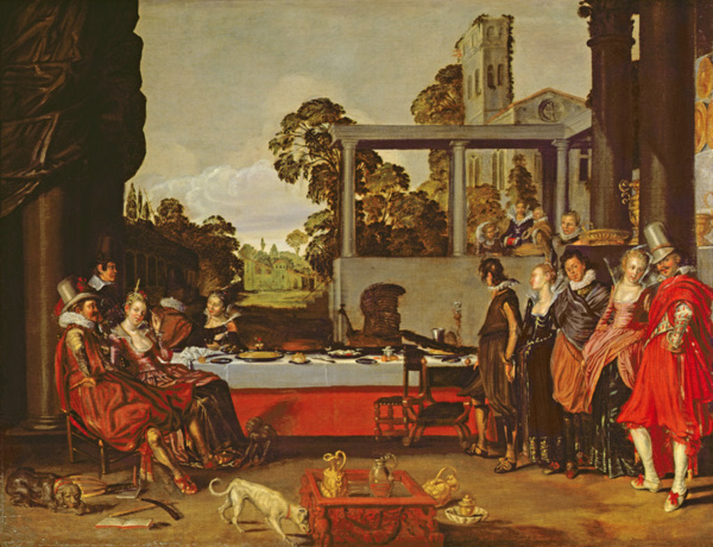 Detail of Merry company in the open air by Willem Pietersz Buytewech