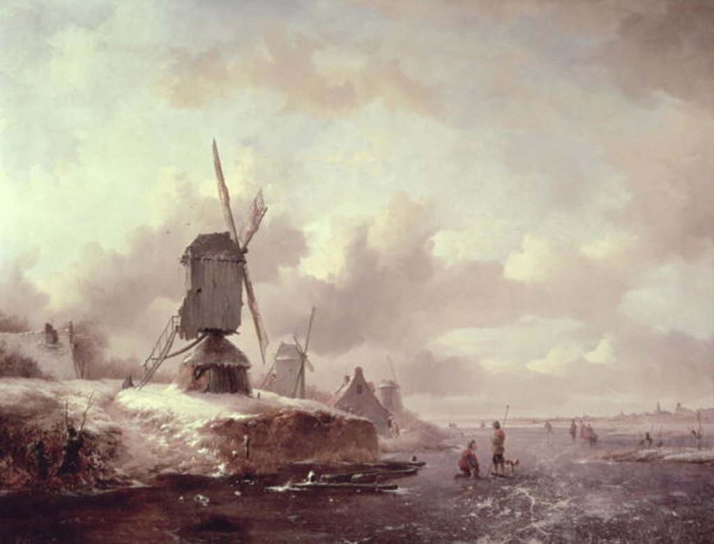 Detail of Winter Landscape by Frederick Marianus Kruseman