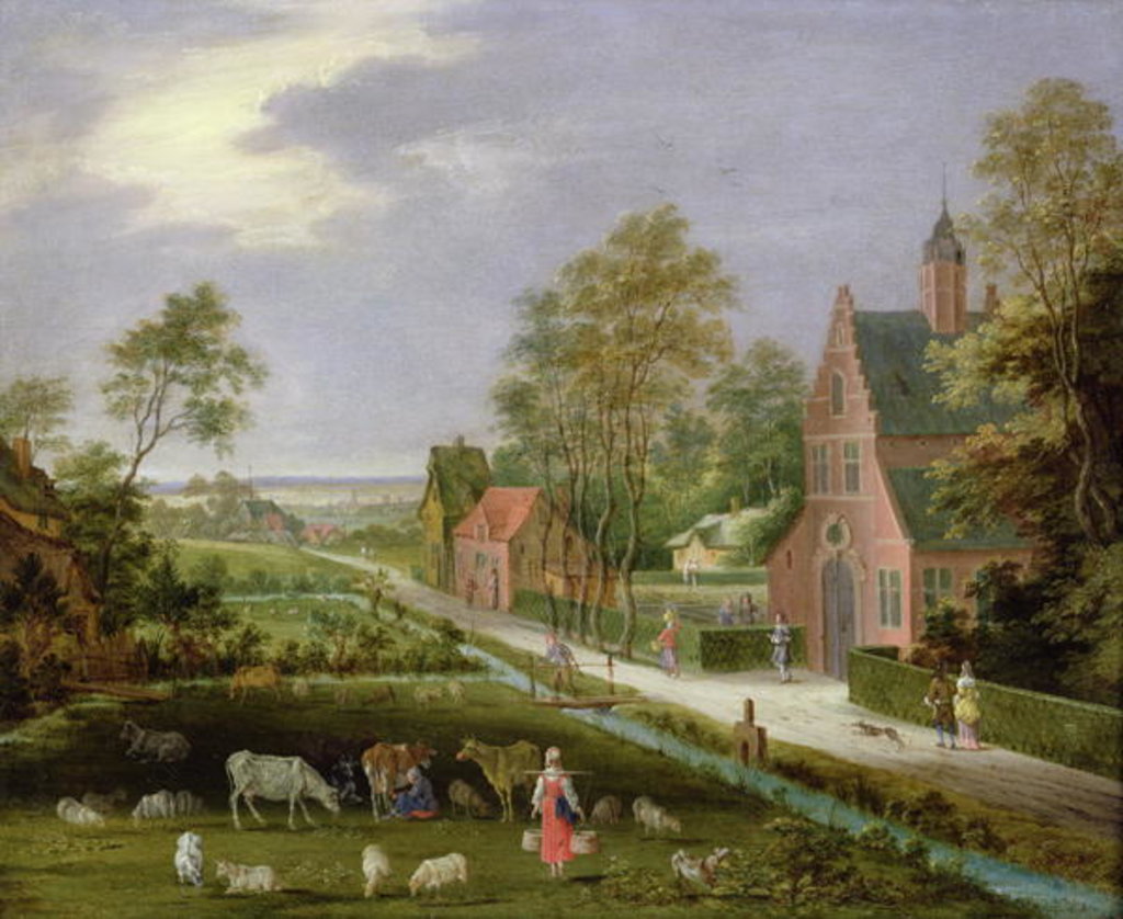 Detail of Village Landscape by Pieter Gysels