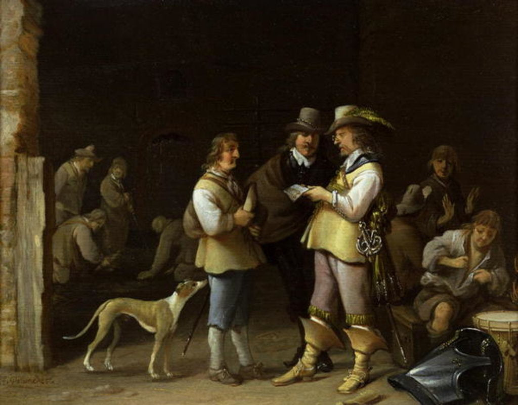 Detail of A Guardroom Interior by Anthonie (1601-73) Palamedesz