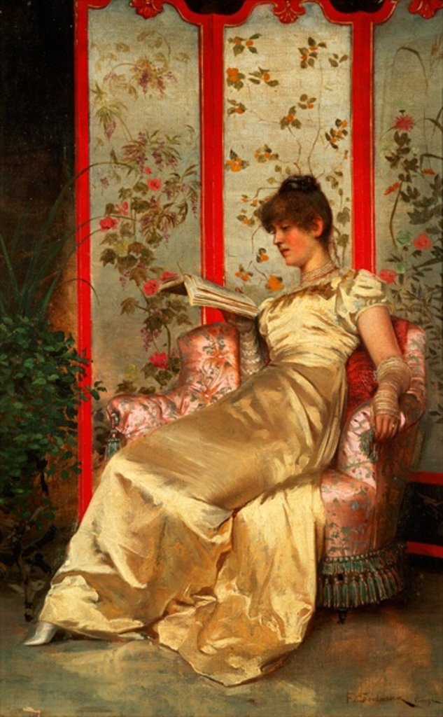 Detail of Lady Reading by Joseph Frederick Charles Soulacroix