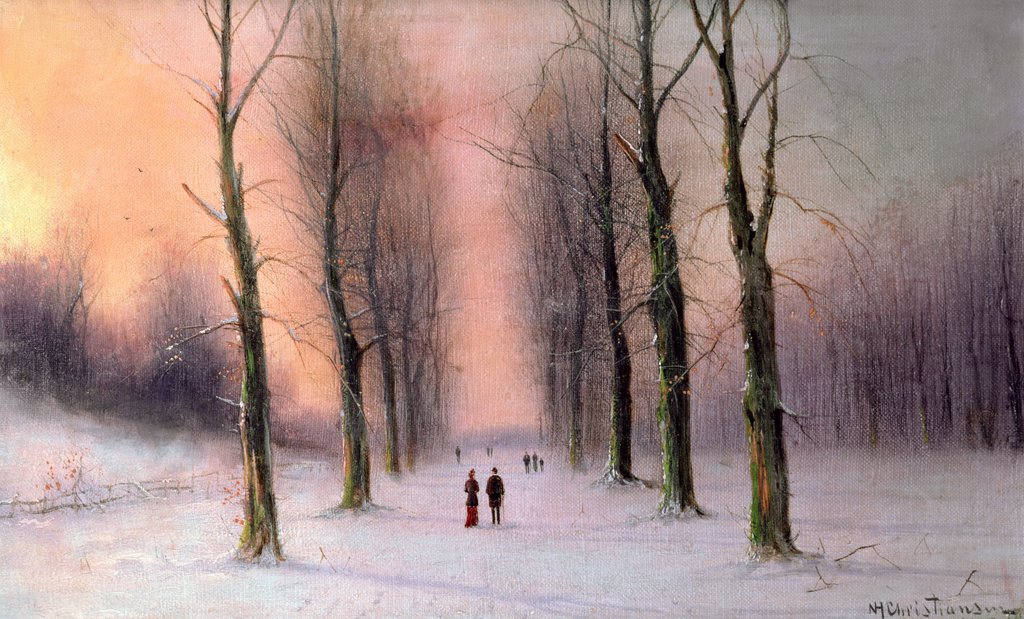 Detail of Snow Scene-Wanstead Park by Nils Hans Christiansen