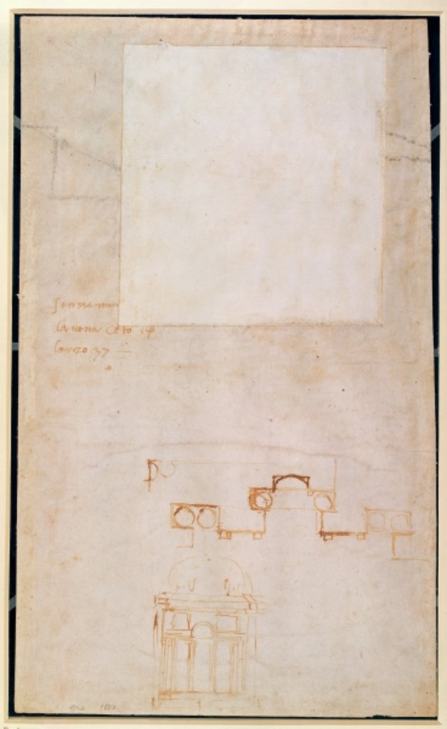 Detail of Architectural Study with Notes by Michelangelo Buonarroti