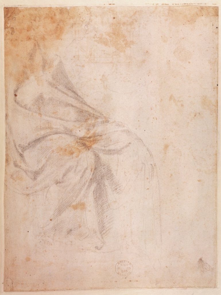 Detail of Study of Drapery c.1516 by Michelangelo Buonarroti